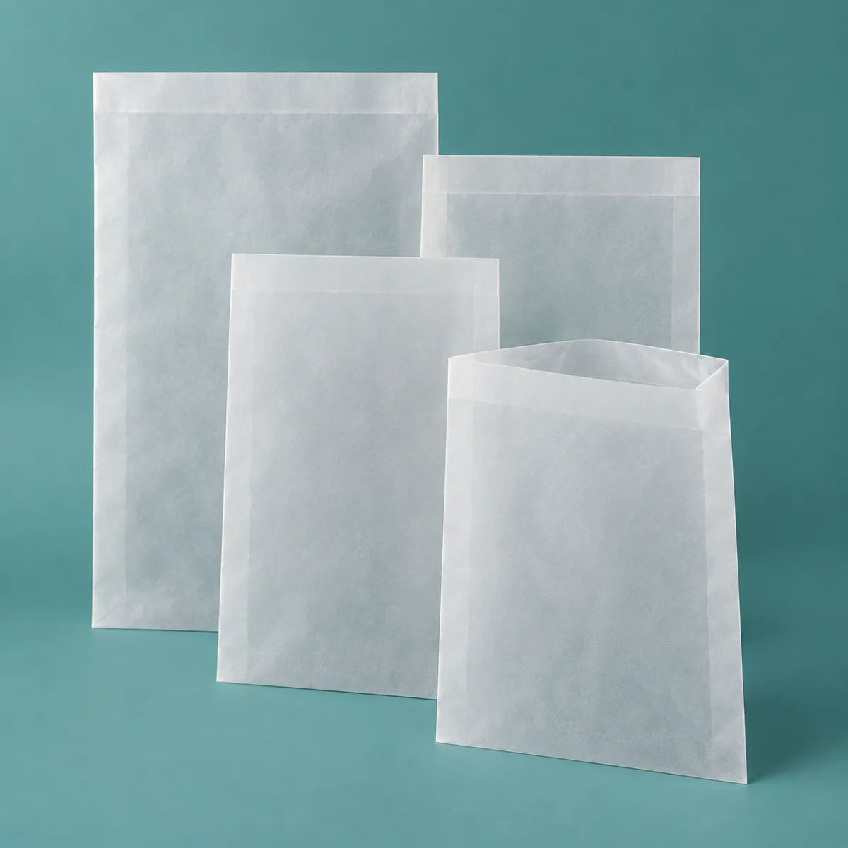 Translucent Glassine Gift Bags — Glassine paper bags product concept / 半透明格拉辛纸礼品袋，格拉辛纸袋产品示意图