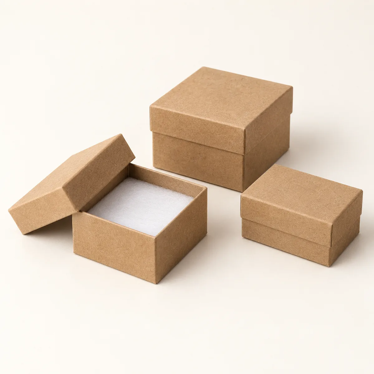 Kraft Lid-and-Base Jewelry Boxes — Lid-and-base rigid boxes product concept / 牛皮纸天地盖首饰盒，天地盖硬质盒产品示意图