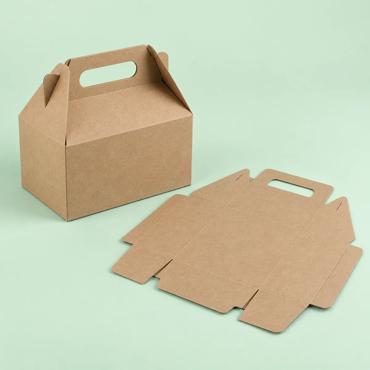 Kraft Gable Favor Boxes — Gable favor boxes product concept / 牛皮纸手提屋顶伴手礼盒，手提屋顶伴手礼盒产品示意图